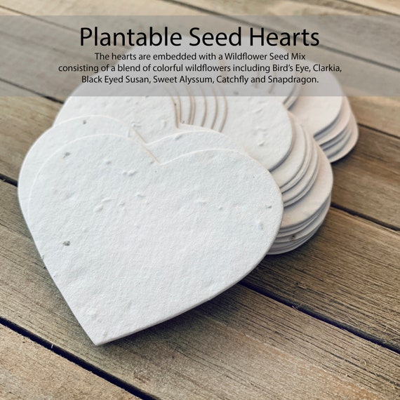 Plantable Seed Paper Hearts - Large, Seed Favors, Wildflower Seeds, Seed Favor, Heart Seed Favor