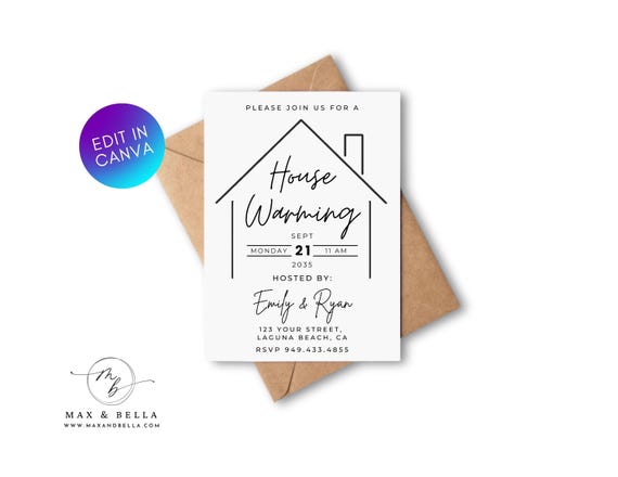 Editable House Warming Invitation, House Warming Party, Minimalist, Modern, Printable or Text Invite