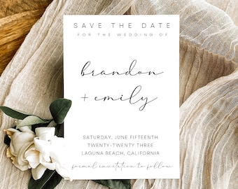 PRINTED Save the Date Cards, Save the Day Invites, Wedding Cards, Kraft Cards, Wedding Invitation, Minimalist, Modern (2357)