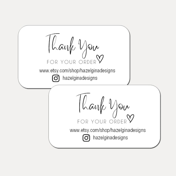 Mini Business Cards | Thank You For Your Order |  Rounded Corners | Printed Business Cards | Kraft | Set of 21 | 3434
