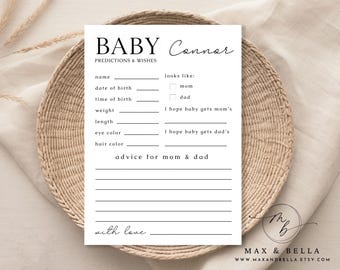 PRINTED Baby Predictions and Advice Cards, Minimalist, Baby Shower Predictions Card, Baby Shower Games, Advice and Wishes for Baby - 8283
