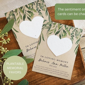 Memorial Card, Funeral Favor, In Loving Memory, Celebration of Life, Memorial Cards, Plantable Seed Paper Hearts, Prayer Card 3997 image 2