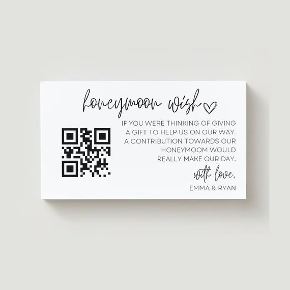 PRINTED Honeymoon Fund Card, Wishing Well, Wedding Invitation Insert, Honeymoon Wish Money Gift, Minimalist 6322