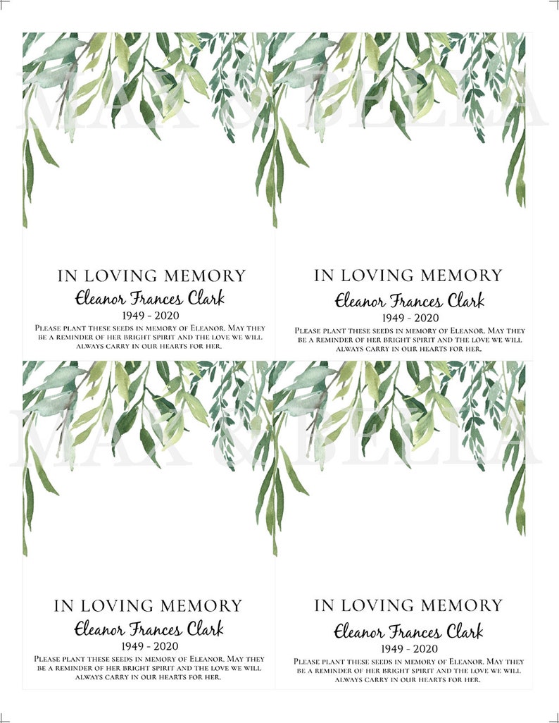 EDITABLE In Loving Memory Printable Cards Personalized Etsy