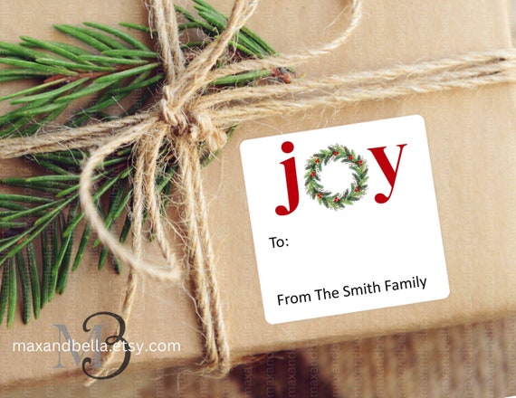 Personalized Merry Christmas from Family Christmas Gift Sticker, Minimalistic Merry Christmas Present Gift Bag Tags Labels Joy Sticker 8533
