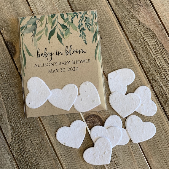 DIY Plantable Baby in Bloom Favors, Plantable Seed Paper Hearts, Rustic, Seed Favors, Wedding Seeds 2911