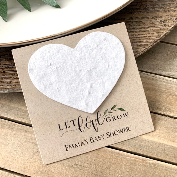 Fully Assembled Plantable Seed Heart Cards, Baby Shower Favors, Let Love Grow, Plantable Seed Paper Hearts 4779