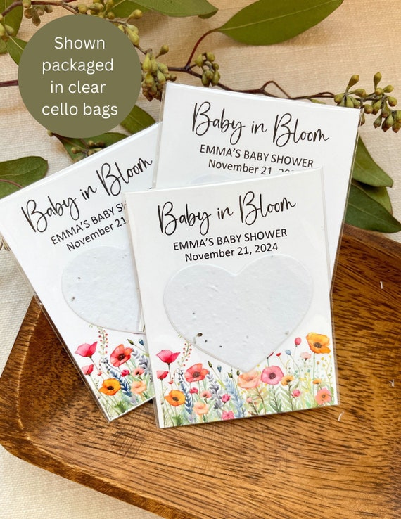 Baby in Bloom, Seed Cards, Personalized, Let Love Grow, Baby Shower Favors, Gender Neutral, Plantable, Eco Friendly 2353