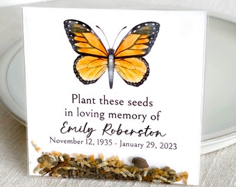 Memorial Seed Cards, Sympathy Seed Pack Card, In liefdevolle herinnering, viering van het leven, begrafenis gunst, gepersonaliseerd 7773