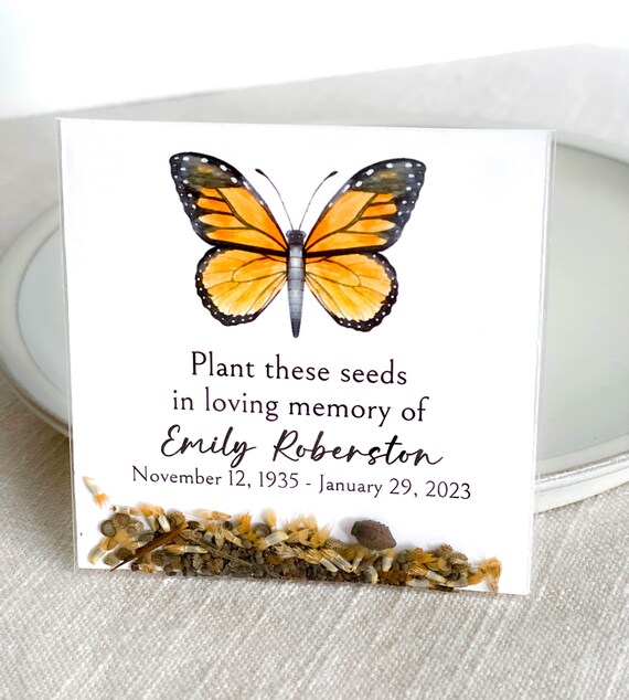 Memorial Seed Cards, Sympathy Seed Pack Card, In Loving Memory,  Celebration of Life, Funeral Favor, Personalized 7773