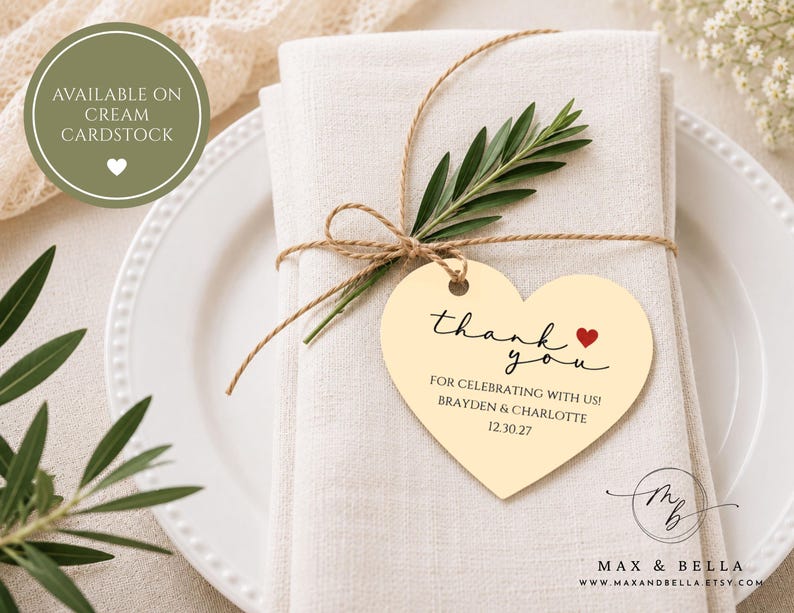 Custom Heart Tags, Wedding Tags, Personalized Tags, Bomboniere Tags, Personalized, Wedding Favors, Thank You Tags, Favors for Guests - 2811 画像 3