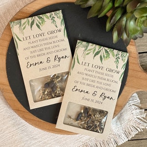 Wedding Seed Packets, Let Love Grow, Envelope, Kraft, Personalized Envelopes, Wedding Favors, Bridal Shower, Seed Packet, Let Love Grow 9372