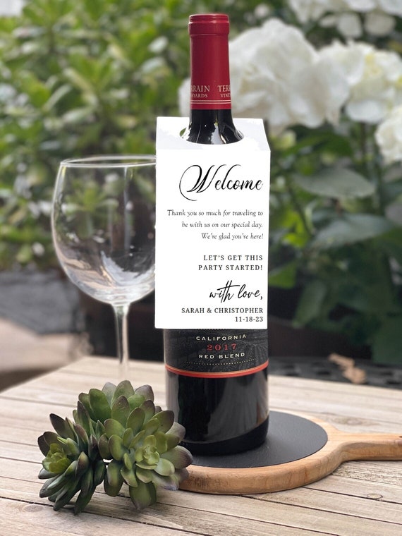 Personalized Wine Bottle Tags, Wedding Favor Tags, Wine Gift Tags, Wine Label, Hostess Gift, Wine Bottle Tags, Champagne Tags - 9934
