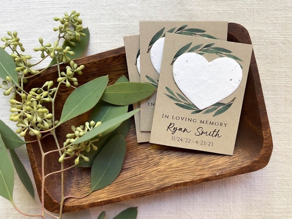Flower Seed Paper Memorial Cards, In Loving Memory, Plantable, Eco Friendly, Celebration of Life, Living Memorial, Personalized (9832)