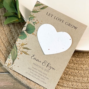 Fully Assembled Plantable Seed Hearts, Wedding Favors, Let Love Grow, Plantable Seed Paper Hearts 3500