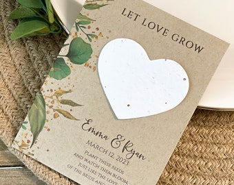 Fully Assembled Plantable Seed Hearts, Wedding Favors, Let Love Grow, Plantable Seed Paper Hearts 3500