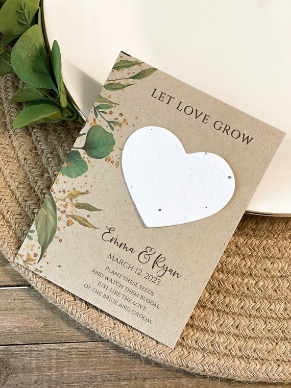 Fully Assembled Plantable Seed Hearts, Wedding Favors, Let Love Grow, Plantable Seed Paper Hearts 3500