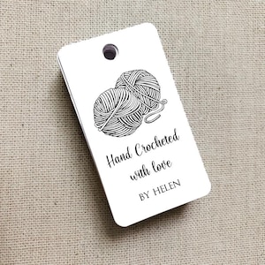 Etichette regalo personalizzate in filato all'uncinetto, etichette fatte a mano con amore, etichette per prodotti Etsy, etichette per negozi Etsy, etichette per negozi - Set da 20 (3673)