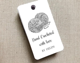 Crocheted Yarn Personalized Gift Tags, Handmade with Love Tags, Etsy Product Tags, Etsy Shop Labels, Shop Tag - Set of 20 (3673)