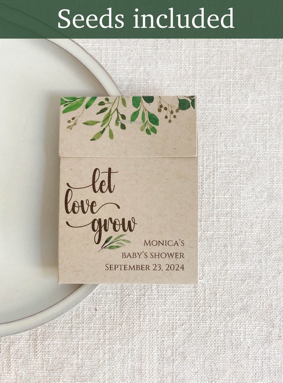 DIY Let Love Grow Seed Packets, Baby in Bloom Favors, Baby Shower Favors, Wildflower Seeds, Kraft, Gardening - 3995