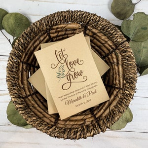 DIY Custom Seed Packets, Let Love Grow Seed Packets, Flower Seed Packets, Kraft, Bridal Shower, Wedding Seed Packets, Love Grows Wild