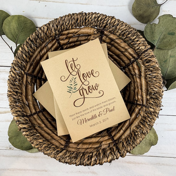 DIY Custom Seed Packets, Let Love Grow Seed Packets, Flower Seed Packets, Kraft, Bridal Shower, Wedding Seed Packets, Love Grows Wild