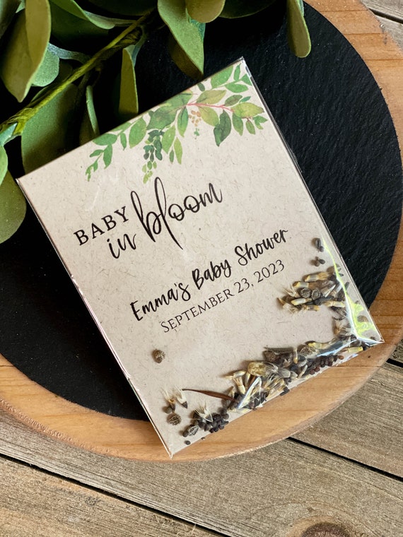 Baby in Bloom Seed Favors, Wildflower Seeds, Rustic, Seed Favors, Seed Packet 2588