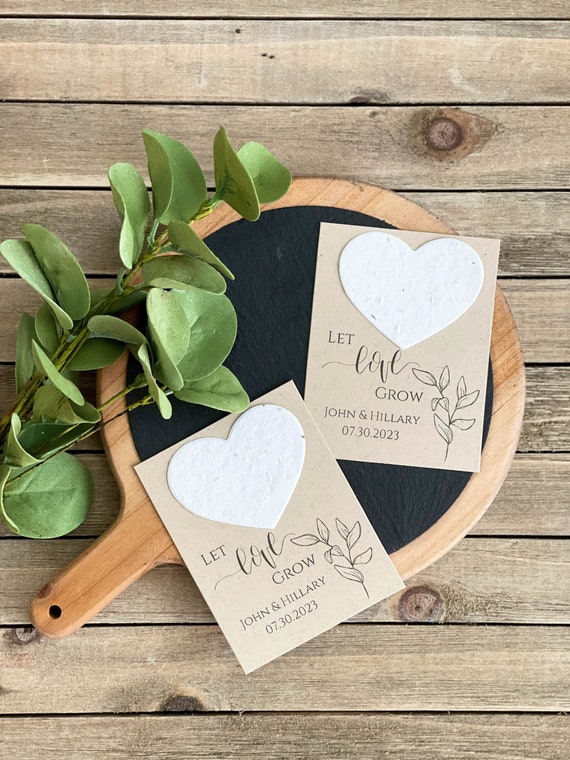 Fully Assembled Plantable Let Love Grow Favors, Plantable Seed Paper Hearts, Rustic, Seed Favors, Seed Packet, Minimalist 2828