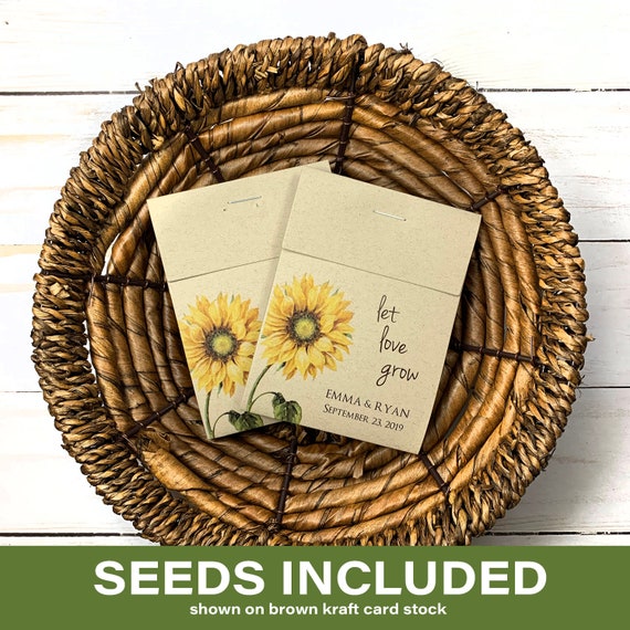 Sunflower Favor Seed Packet Favor Seed Packets Rustic Wedding Favor x 25 Wedding Favors Let Love Grow Custom Seed Packets