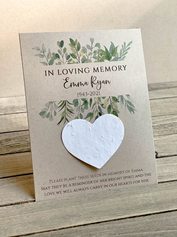 Memorial Cards, In Loving Memory, Forget Me Nots, Plantable Seed Favor, Funeral Seed Cards, Seed Packet Favor 2008