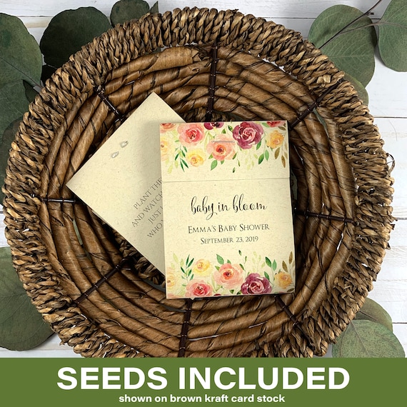 Baby in Bloom Wildflower Autumn Seed Packet Favors, Baby Shower Favor, With  Or Without Seeds