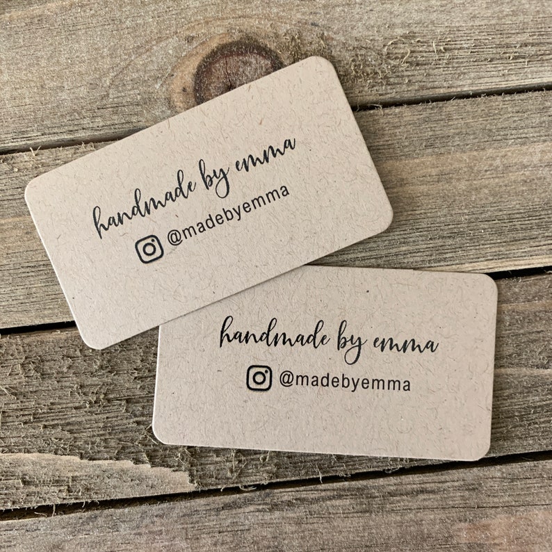 Mini Business Cards Handmade with Love Rounded Corners Printed Business Cards Kraft 6730 image 5