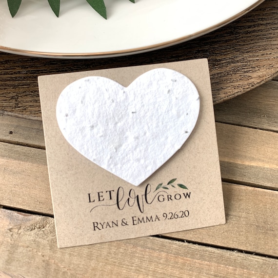 Fully Assembled Plantable Seed Hearts, Wedding Favors, Let Love Grow, Plantable Seed Paper Hearts 9265