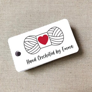 Etichette regalo personalizzate con filato all'uncinetto, Fatto a mano con etichette d'amore, Etichette prodotto Etsy, etichette negozio Etsy, Tag negozio - Set di 20 (4327)