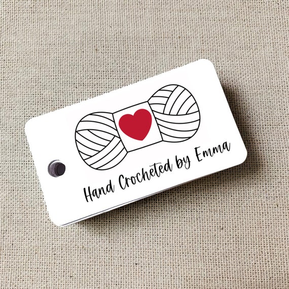 Crocheted Yarn Personalized Gift Tags, Handmade with Love Tags, Etsy Product Tags, Etsy Shop Labels, Shop Tag - Set of 20 (4327)