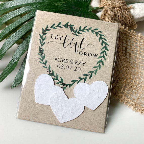 Fully Assembled Plantable Wedding Favors, Plantable Seed Paper Hearts, Rustic, Seed Favors, Wedding Seeds 2338