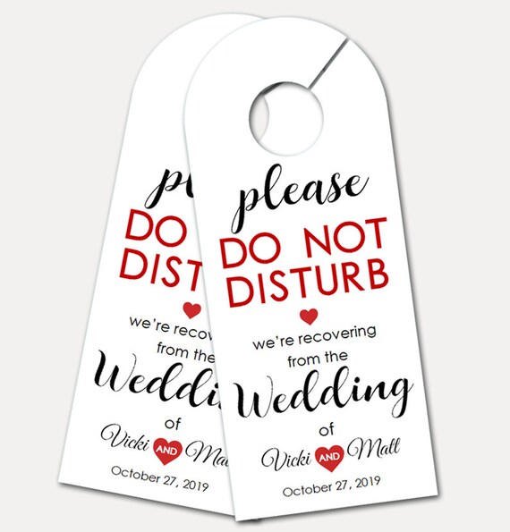 Personalized Door Hanger For Wedding Guests Do Not Disturb Etsy