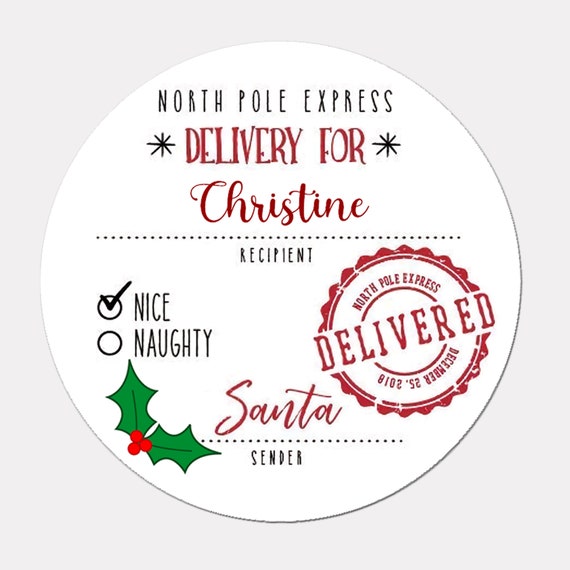 From Santa Christmas Stickers, Labels, Special Delivery, North Pole Express Stickers, Naughty Nice Party Favor, Handmade C8929