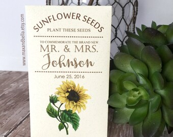 DIY Custom Seed Packets, Sunflower Envelope, Kraft, Personalized Envelopes, Wedding Favors, Bridal Shower, Seed Packet, Let Love Grow - 5444