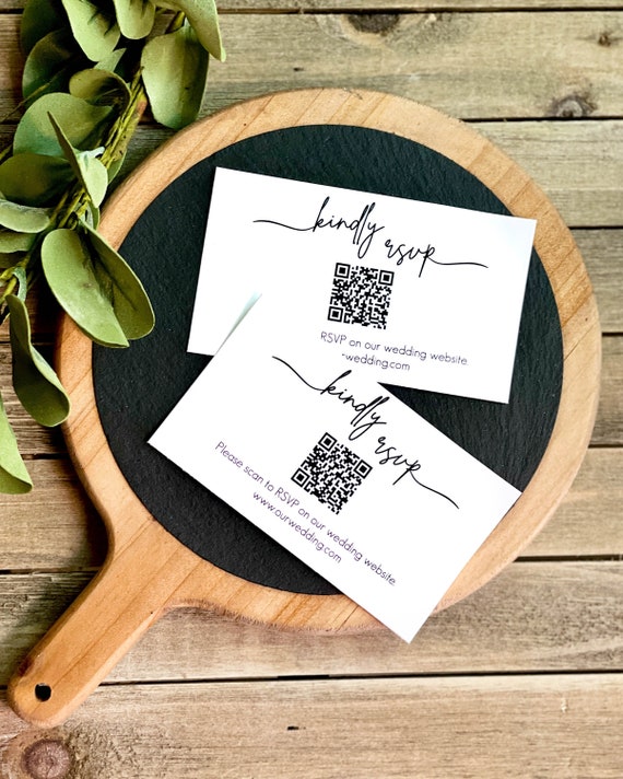 PRINTED QR Code RSVP Card, Wedding Response, Online Reply Card, Minimalist 3844