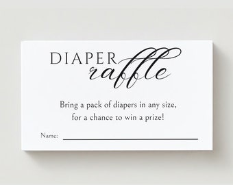 PRINTED Diaper Raffle Ticket, Baby Shower Game, Baby Shower Invitation Enclosure - 2873