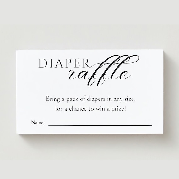 PRINTED Diaper Raffle Ticket, Baby Shower Game, Baby Shower Invitation Enclosure - 2873