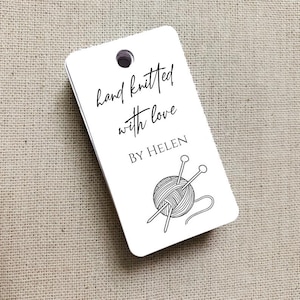 Etiquetas de regalo personalizadas de hilo para tejer, etiquetas hechas a mano con amor, etiquetas de productos de Etsy, etiquetas para tiendas de Etsy, etiquetas para tiendas - Juego de 20 (3753)
