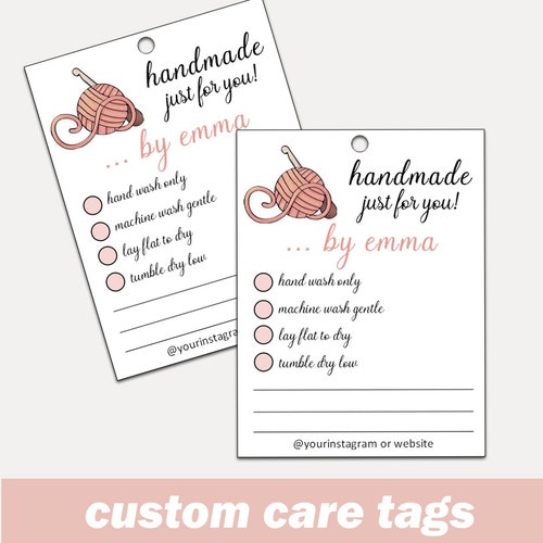 Printed Hand Crochet Care Tags Custom Tags Care Instructions - Etsy