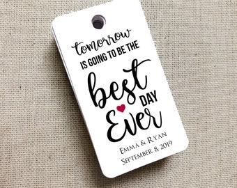 Best Day Ever, Wedding Gift Tags, Wedding Rehearsal Dinner, Custom Favor Tags, Gift Tag, Wedding Favor Gift Tag - Set of 20