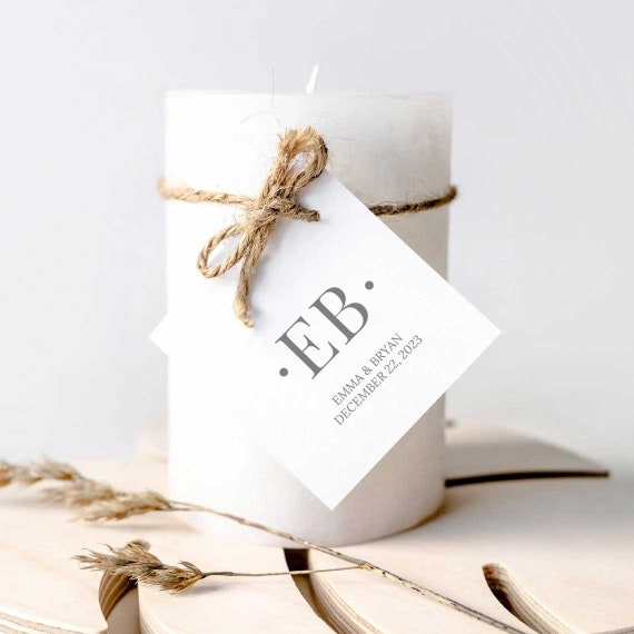 PRINTED Wedding Tags, Monogram, Personalized Tags, Wedding Shower, Minimalist, Bridal Shower (Set of 20) - 2369