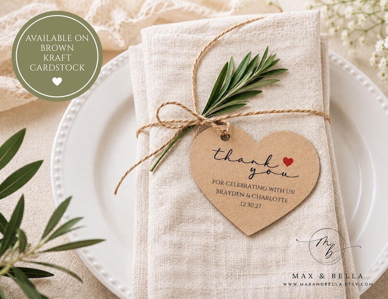 Custom Heart Tags, Wedding Tags, Personalized Tags, Bomboniere Tags, Personalized, Wedding Favors, Thank You Tags, Favors for Guests - 2811 画像 2