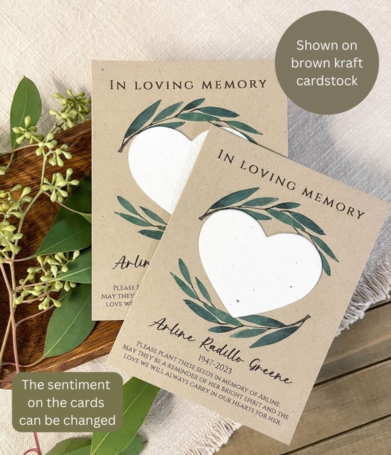 Memorial Cards, Butterfly, Celebration of Life, In Loving Memory, Prayer Cards, Funeral Favor, Bereavement, Personalized, Flower Seed 4492