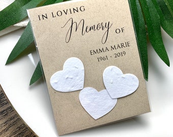 DIY Plantable In Loving Memory, Celebration of Life, Memorial Cards, Funeral Favor, Plantable Seed Paper Hearts 1235
