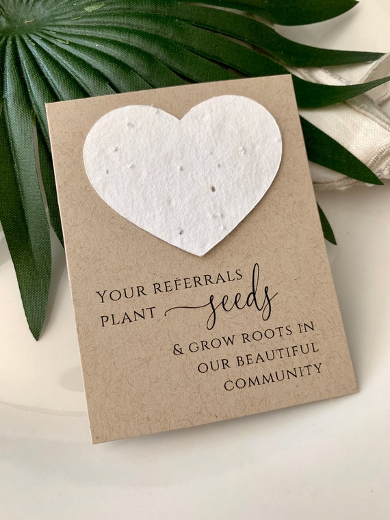 Fully Assembled Plantable Real Estate Cards, House Listing, Referral, Business Card, Open House, Plantable Seed Hearts, Seed Packet, 0976